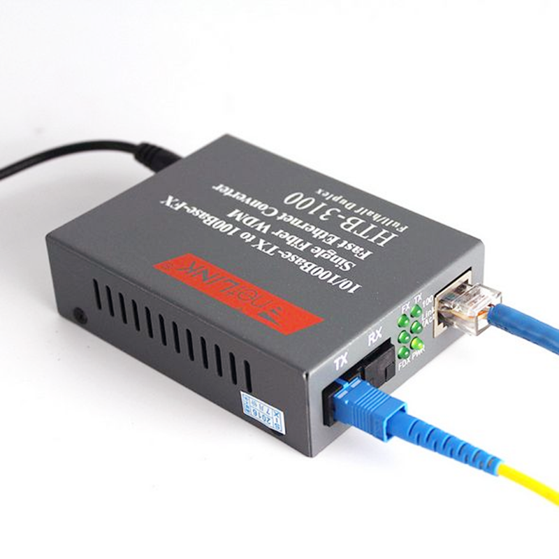 100M Fiber Media Converter HTB-3100 A/B 20km 10/100Mbps SC RJ45 Port Single-Mode Single Fiber Gift Power Supply