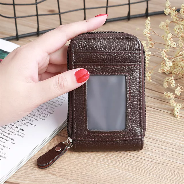 Unisex Women Men  Mini Leather Wallet ID Credit Cards Holder Purse Card Holder Wallets Men  Leather Slim Mini Wallet