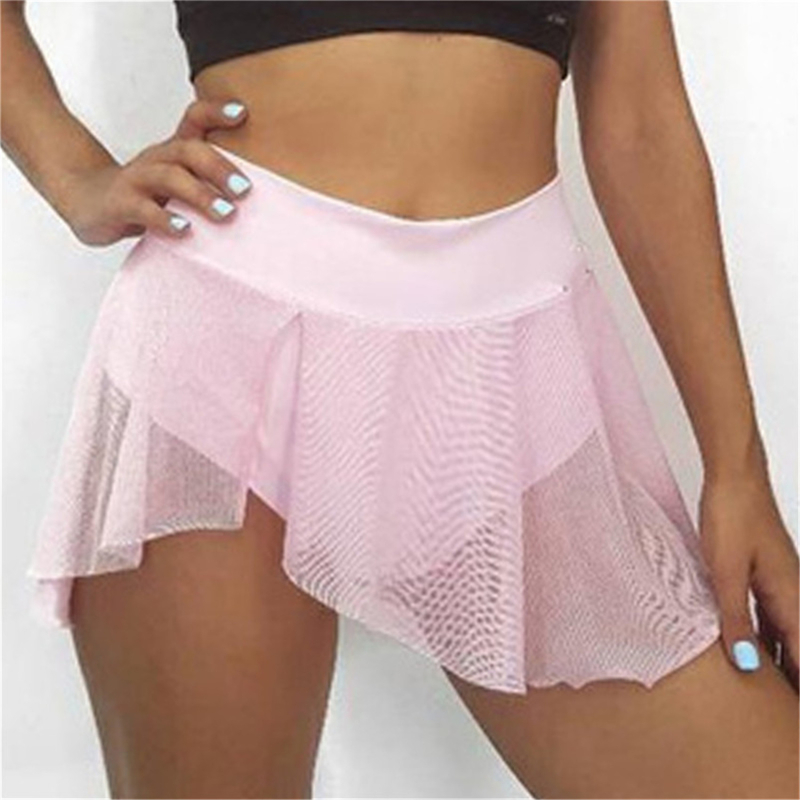 Ladies High Waisted Baby Shorts Pleated Transparent Skirt Pole Dancing Ruffled Pants Women  Mini Skirt Shorts