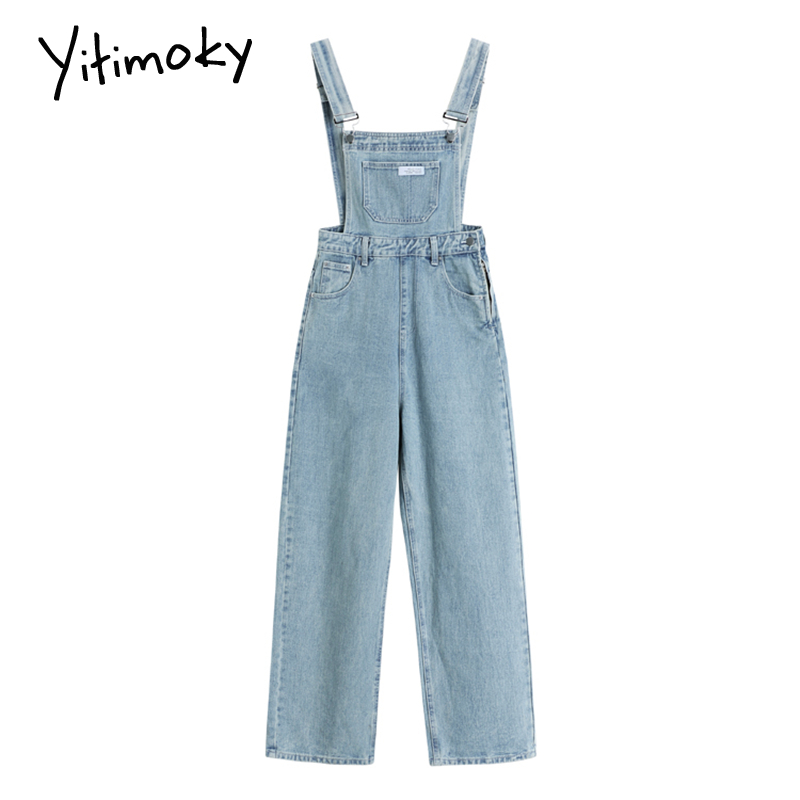 Overalls Pants Women's Suspender Jeans  Spring Streetwear Baggy Braces Pants Vintage Blue Mom Denim Braces Trouser