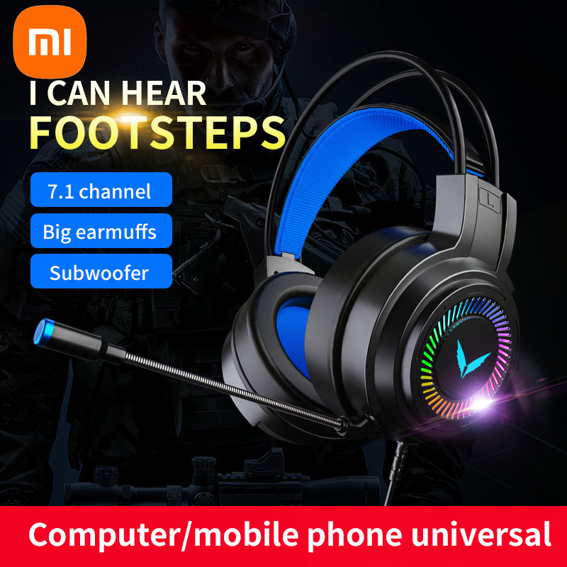Xiaomi Gaming Headset 7.1 Stereo SVirtual Surround Bass Foldable Earphone Headphone with Mic LED Light for Computer PC Gamer