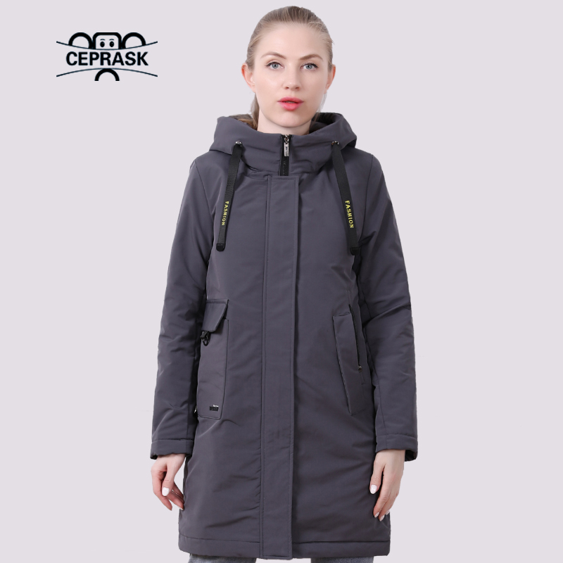  Spring Coat Women  Thin Cotton Lined Warm Female Jacket Autumn Plus size Parka Long Quilted Hooded Outwear