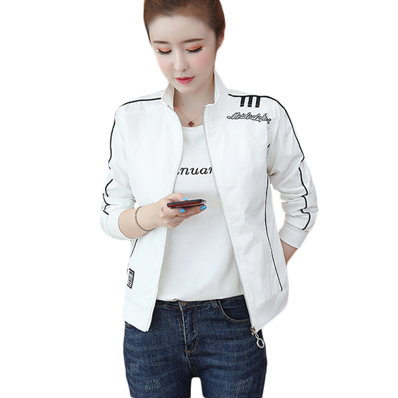  Printed Jacket Women   Autumn Women Bomber Long Sleeve Zipper Jackets Baseball Sports Coat Overcoat Clothes