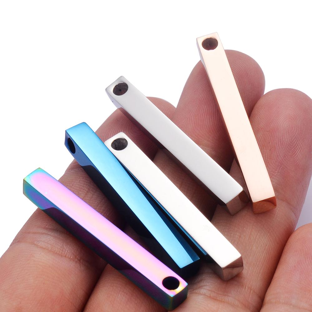 5 Pcs Unisex Stainless Steel Rectangle Bar Pendant for Name Making Necklace Jewelry Wholesale