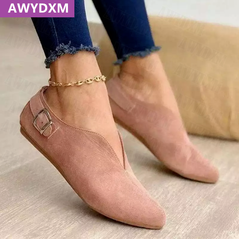  Spring Autumn Loafers Woman Shoes Soft  Flats Zapatos Women Plus Size 35-43 Pointed Toe Shallow Boat Shoes Mujer