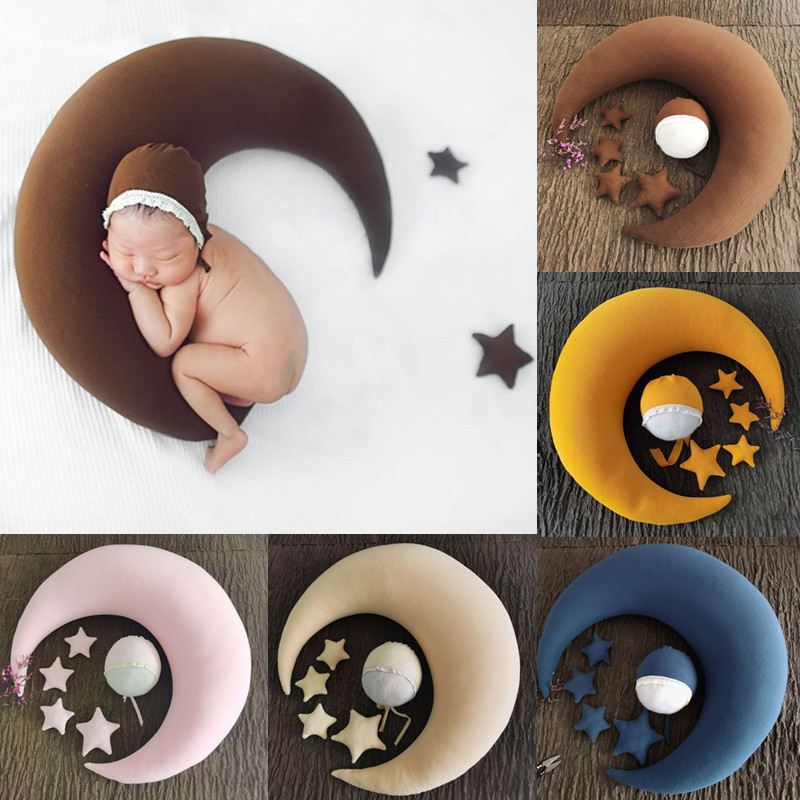 Baby Posing Pillow Newborn Pography Props Cute Baby Hat Colorful Beans Moon Stars Po Shooting Set For Infant Newborn Gifts