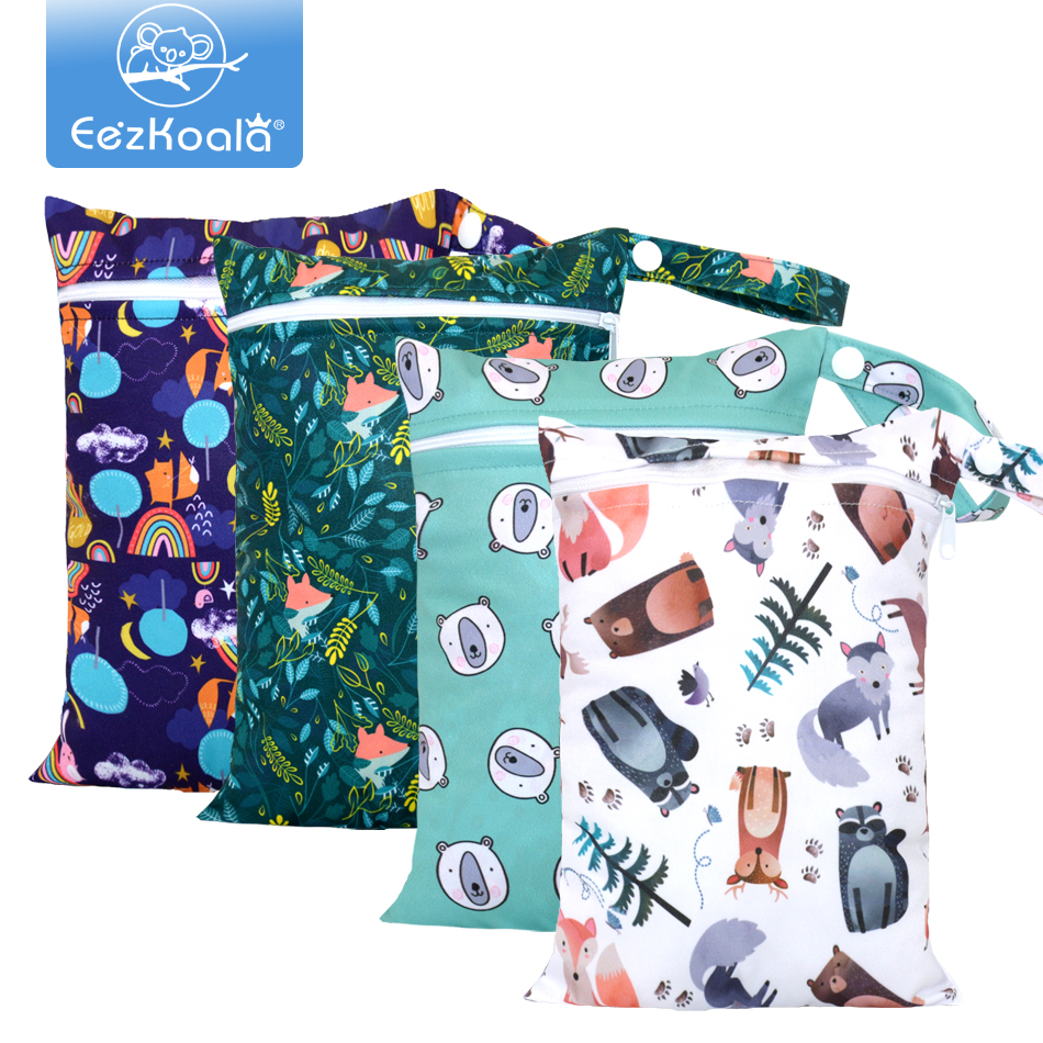 EezKoala Mini Wet Bag For Baby Cloth Diaper Bag For Menstrual Pads 18X25cm，Zipper Waterproof Reusable and Washable Wetbag