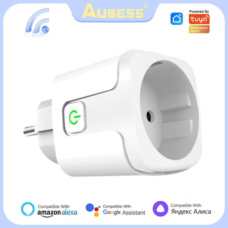 Aubess Smart Socket EU 16A/20A AC100-240V Wifi Smart Plug Power Outlet， Alexa Google Home Voice Control， For Tuya Smart Life APP