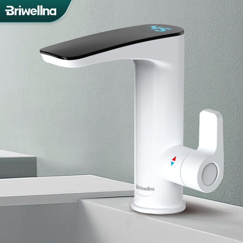 Briwellna Electric Water Heater 220V 2 in 1 Basin Heating Faucet Deck Mounted Water Heater Tap Flowing Eectric Faucet Robinet