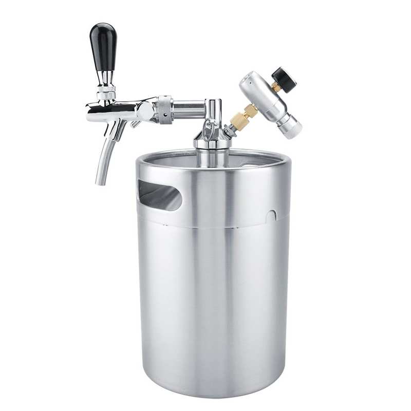 5L Beer Keg Stainless Steel Keg with Faucet Pressurized Home Brewing Craft Beer Dispenser Set Home Wine Machine