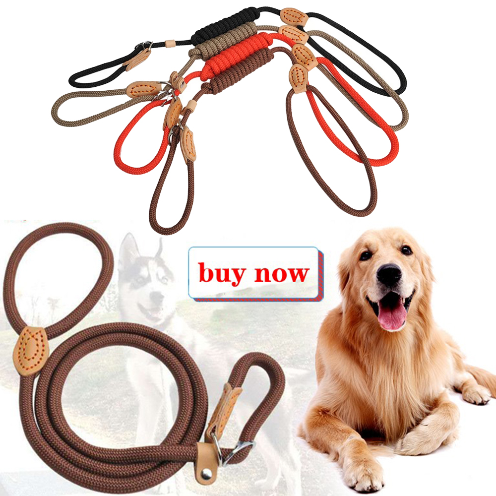 Dog Leash Slip Rope Lead Leash Heavy Duty Braided Rope Adjustable Loop Collar Training Leashes for Medium Large Dogs
