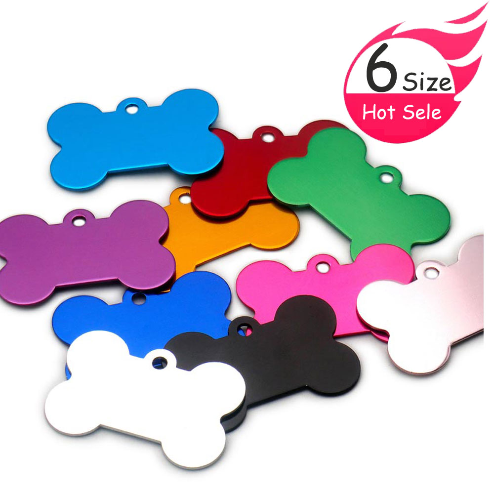 Whole100Pcs Bone Dog ID Tag Engraving Pet Dog ID Tags Collars Bone Name Number Tags Customized Anodizing aluminum Puppy Tag