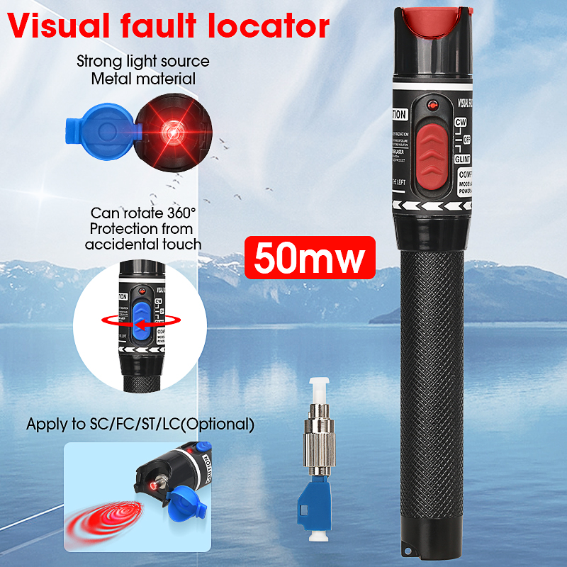 COMPTYCO 50MW FTTH Fiber Optic Tester Pen Type Red optical fiberLight Visual Fault Locator Optical Cable Tester 5-50MW