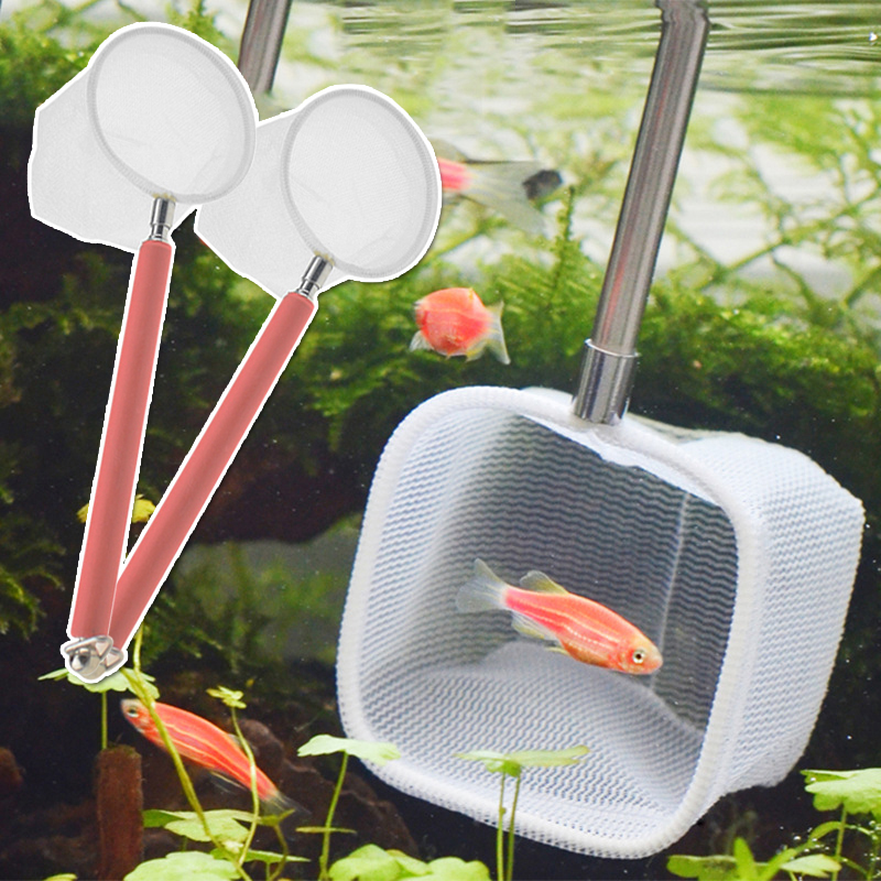 Flexible Aquarium Fish Tank Catch Net Retractable 3D for Aquarium Fish Scoop Catching Fishnet Long Handle Cleaning Tools