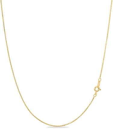 KEZEF 18k Gold Over Sterling Silver 1mm Box Chain Necklace Made in Italy | Sterling Silver Necklace Chain For Women | Gold Chain Necklace for Women, Men