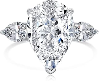 Moissanite Snowflake Design Ring - 2CT Round Cut, 925 Sterling Silver, 18K White Gold Plated, Women's Engagement Promise Ring - Superior to Diamond
