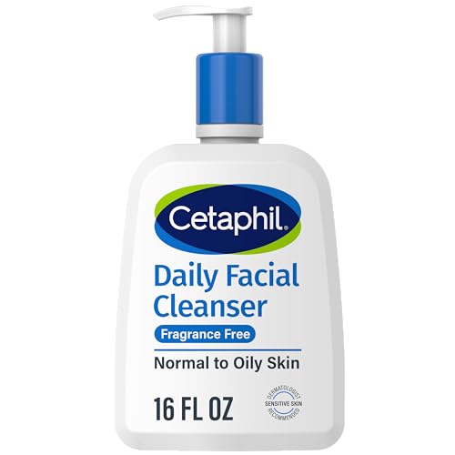 Cetaphil Face Wash, Daily Facial Cleanser for Sensitive, Combination to Oily Skin, NEW 16 oz, Fragrance Free, Gentle Foaming, Soap Free, Hypoallergenic (Packaging May Vary)