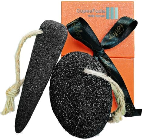 Natural Volcanic Pumice Stone Set for Feet Hands with Bamboo Charcoal,2 Pieces, Foot Scrubber for Callus Dead Skin Removal and Deep Cleaning, Conical Shape for Hard-to-Reach Areas