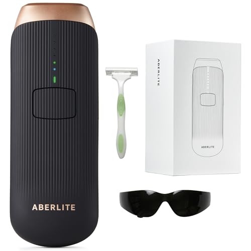 Aberlite Luxe - IPL Laser Hair Removal Device for Women & Men - Painless w/Sapphire Cooling, Double Pulse, Auto Scan, 4 Modes, 6 Intensity Levels - At Home Intense Pulsed Light (IPL) System (Black)