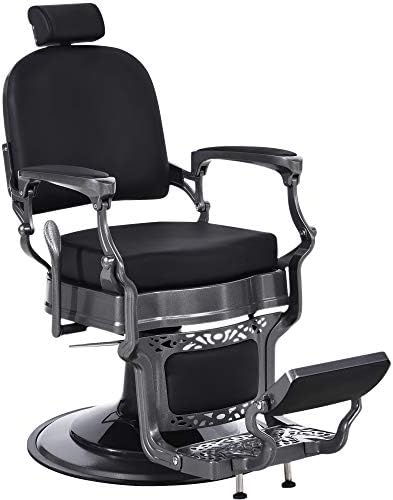 BarberPub Heavy Duty Vintage Barber Chair All Purpose Hydraulic Recline Salon Beauty Spa Equipment 3850 (Black)