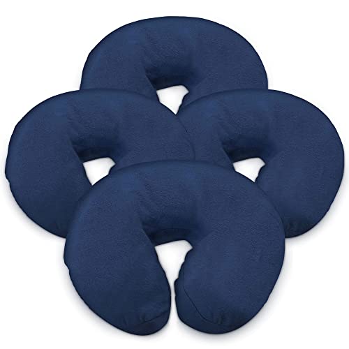 London Linens Pack of 4, Premium Extra Thick 100% Cotton Flannel Massage Tables Face Cradle Covers Cozies Fitted - Includes 4 pcs (Blue)