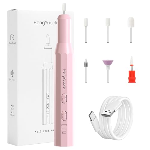 Electric Nail File Set,Rechargeable Electric Nail Drill, Professional 3 Speeds Efile Manicure Pedicure Kit Cordless Hand Foot Care Tool with Nail Drill Bits for Polishing Shape Tools(Pink)