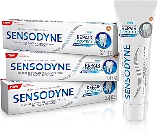 Sensodyne Repair and Protect Mint Toothpaste, Toothpaste for Sensitive Teeth and Cavity Prevention, 3.4 oz (Pack of 3)