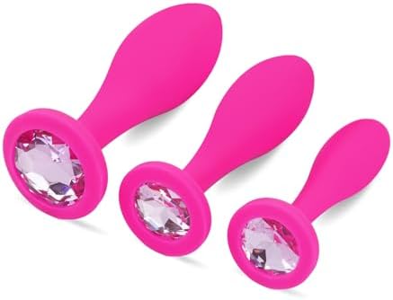 Anal Plug Anal Sex Toys,3pcs Butt Plug Jeweled Anal Plugs Silicone Anal Toys Anal Training Kit Adult Sex Toys Games Butt Plug,Personal Sex Toy for Adult Women,Men and Couples (Pink)