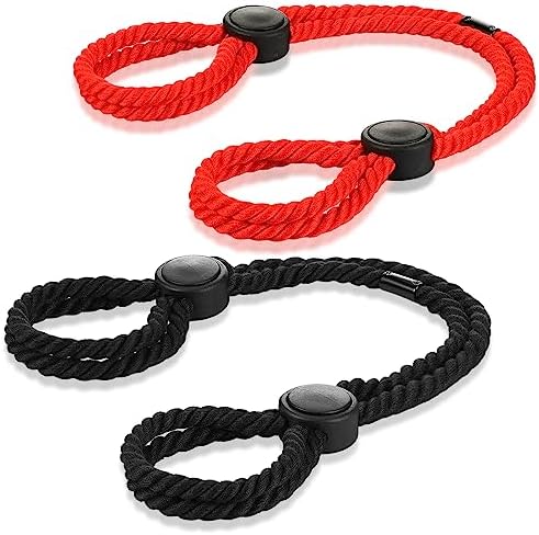2 Pcs Hand Leg Bracelet Anklets Women Body Chain Rave Handcuffs Sex Bed Adult Set Couples Adjustable Handcuffs (Red, Black)