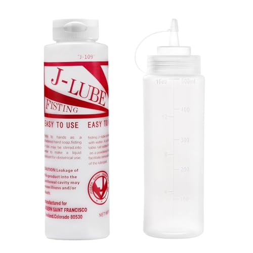 J-LUBE FISTING Powder Mixes with Water One Bottle Makes 16+ Gallons / 60+ litres and More of Lubricant 10 oz + Squeeze Bottle 500ml (1)