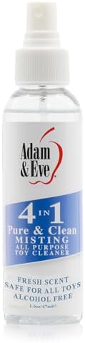 Adam & Eve 4 in 1 Pure & Clean Misting Adult Sex Toy Cleaner - 4 oz., Fast Acting Clear Wash - Easy to Use Spray - Fresh Scent Fleshlight & Dildo Cleaner - 4 oz.