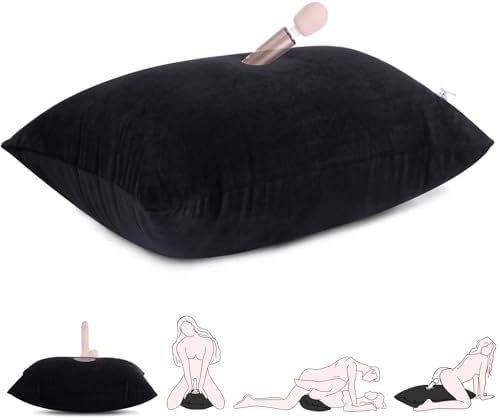 Inflatable Sex Position Pillow Suction Cup Dildo Mount for Coupe Sex Women G Spot Position Cushion, Portable Dildo Pillow for Sex Body Positioners with Hole Love Position Aid for Adults Couples(Black)