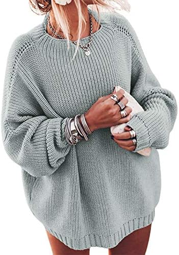 Ugerlov Women's Oversized Sweaters Batwing Sleeve Mock Neck Jumper Tops Chunky Knit Pullover Sweater