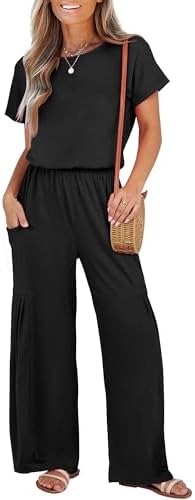 ANRABESS Women Jumpsuits 2025 Summer Casual Loose Short Sleeve Wide Leg One Piece Jumper Romper Outfits Trendy Clothes