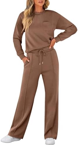 ANRABESS Women 2 Piece Set Long Sleeve Sweatsuit Sweatpants Tracksuit Sweat Casual Matching 2024 Travel Fall Trendy Outfits