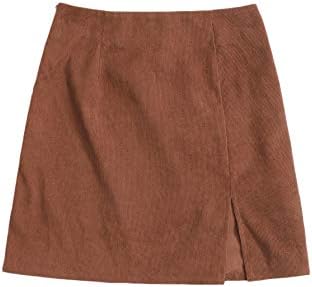 WDIRARA Women's Mid Waist Corduroy A-line Slim fit Button Casual Mini Skirt