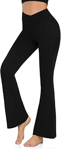 Women’s Bootcut Yoga Pants Tummy Control Flare Leggings High Waist Crossover Lounge Bell Bottom Jazz Dress Baseball Pants
