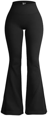OQQ Women's Flared Pants High Waisted Yoga Leggings Stretchy Bell Buttom Wide Leg