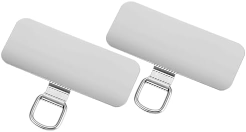 2 Pcs Metal Phone Tether Tab, Metal Phone Patch Universal Cellphone Lanyard Pad With 2 Mental Spring Ring Sturdy Portable Lanyard Replacement Without Adhesive For Cell Phone Replacement Part (Silver)