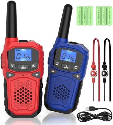 Walkie Talkies for Adults- WokTok Long Range Two Way Radio for Camping Hiking Hand Held Hiking Accessories Camping Gear Xmas Birthday Gift for Kids,SOS Siren,NOAA Weather Alert,2 Radios