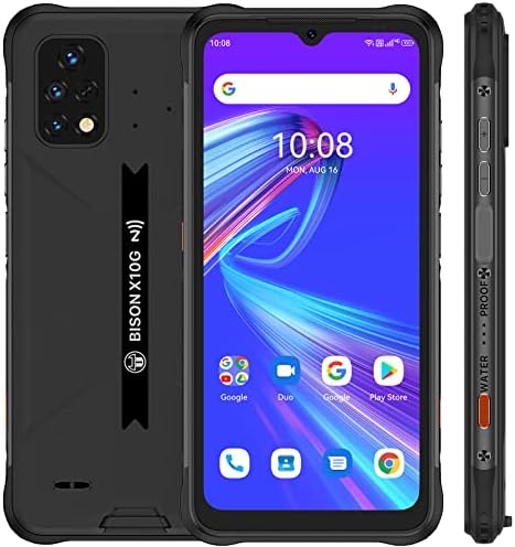 UMIDIGI Bison X10G Rugged Smartphone, NFC, T-Mobile, 4+64G, Rugged Cell Phone Unlocked, IP68/IP69K Waterproof, Android 11, 6.53" FHD Screen, 6150mAh Battery, 4G Dual SIM