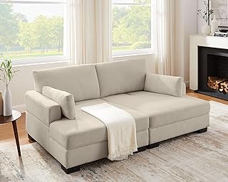 Multifunctional Loveseat Sofa, Easily Converts from Sofa Couch to Sofa Bed, Comfortable Thick Seat Cushion, Suitable for Both Living Rooms and Apartments, Linen