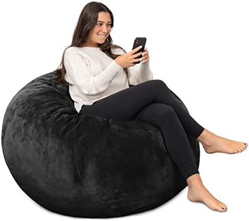 Milliard Big Ultra Supportive Stuffed Bean Bag Chair Couch for Adults and Kids Filled with Shredded Foam (Black)