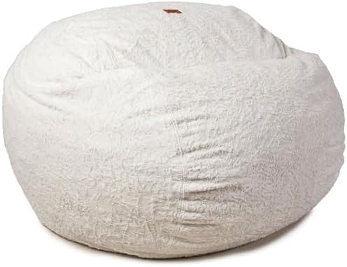 CordaRoy's Faux Fur Bean Bag Chair, Convertible Chair Folds from Bean Bag to Lounger, As Seen on Shark Tank, White - King Size