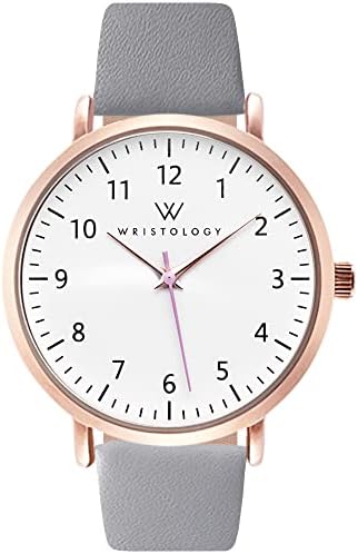 Wristology 29 Styles Maxi Numbers Watch Leather Band - Interchangeable Genuine Leather Strap - Large Easy to Read Nurse Watch with Second Hand for Women, Men, Nurses, Teachers, Olivia