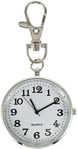 Clip on Pocket Watch Open Face Watch with Key Buckle Portable Unisex Digital Watch for Students Men Doctor Nurses Women