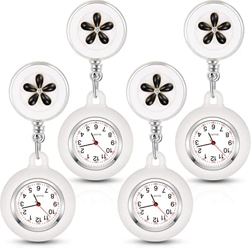 Outus 4 Pieces Nurse Watch for Nurses Doctors, Nurse Watch Brooch Fob Pocket Watch Digital Watch