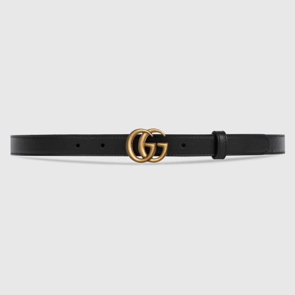 Gucci Black Leather 20MM Belt with Double G Buckle