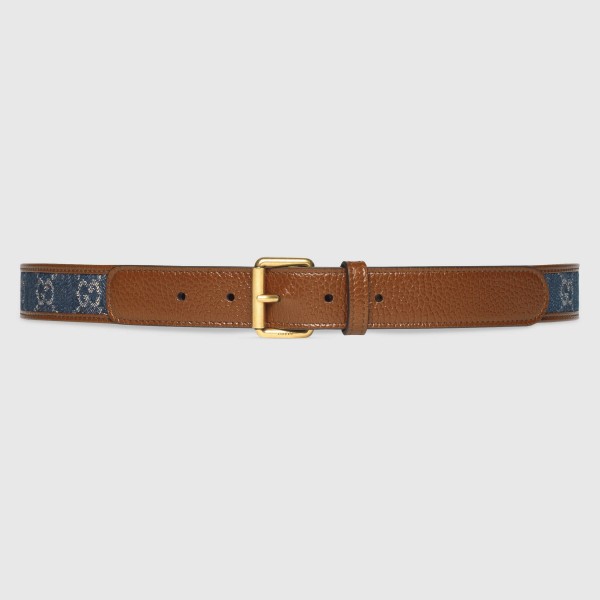 Gucci Blue GG Denim 30MM Belt with Square Buckle