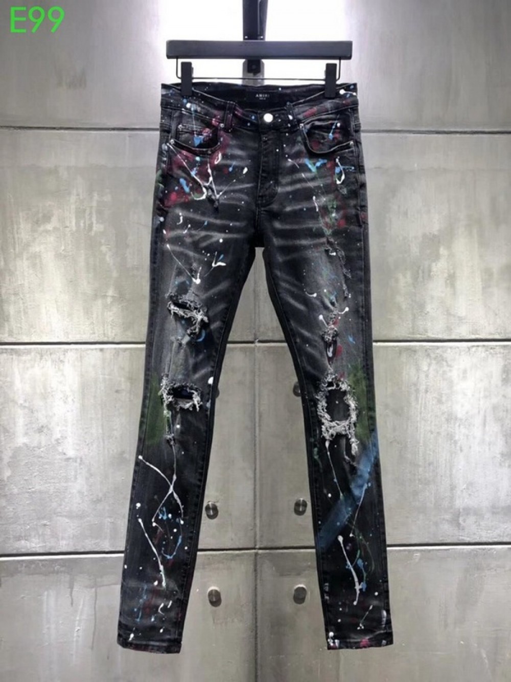 AMIRI Art Paint Skinny Jeans-Black